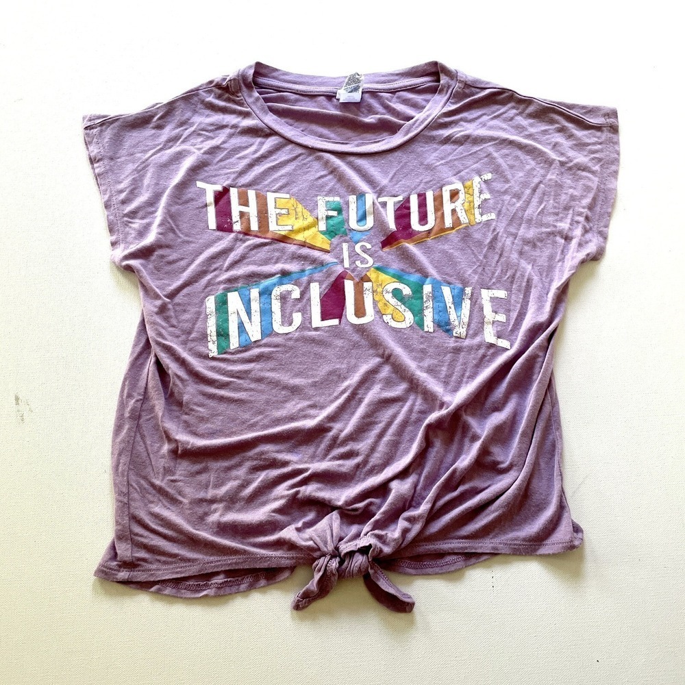 Melrose And Market T Shirt Kids 10-12 Pink The Future Is Inclusive Tie Front
